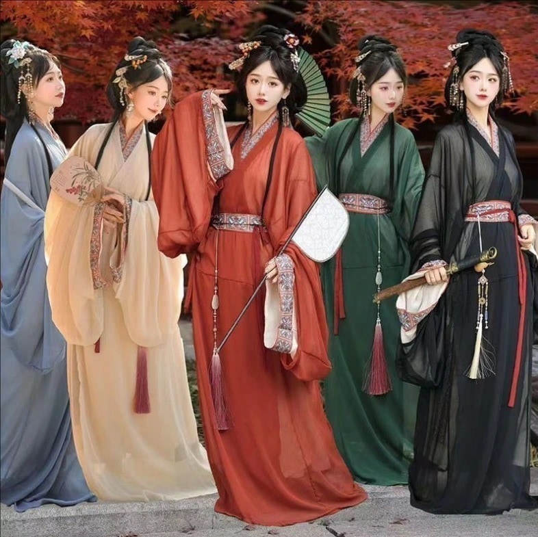 古典美人服 唐装 華流衣装 漢服 中華古代服 中華服 夏着 チャイナ服 中華 華麗 チャイナ 無地 舞台衣装 ステージ衣装 チャイナドレス イベント 仮装 コスチューム 写真撮影 裾幅大きい ベー