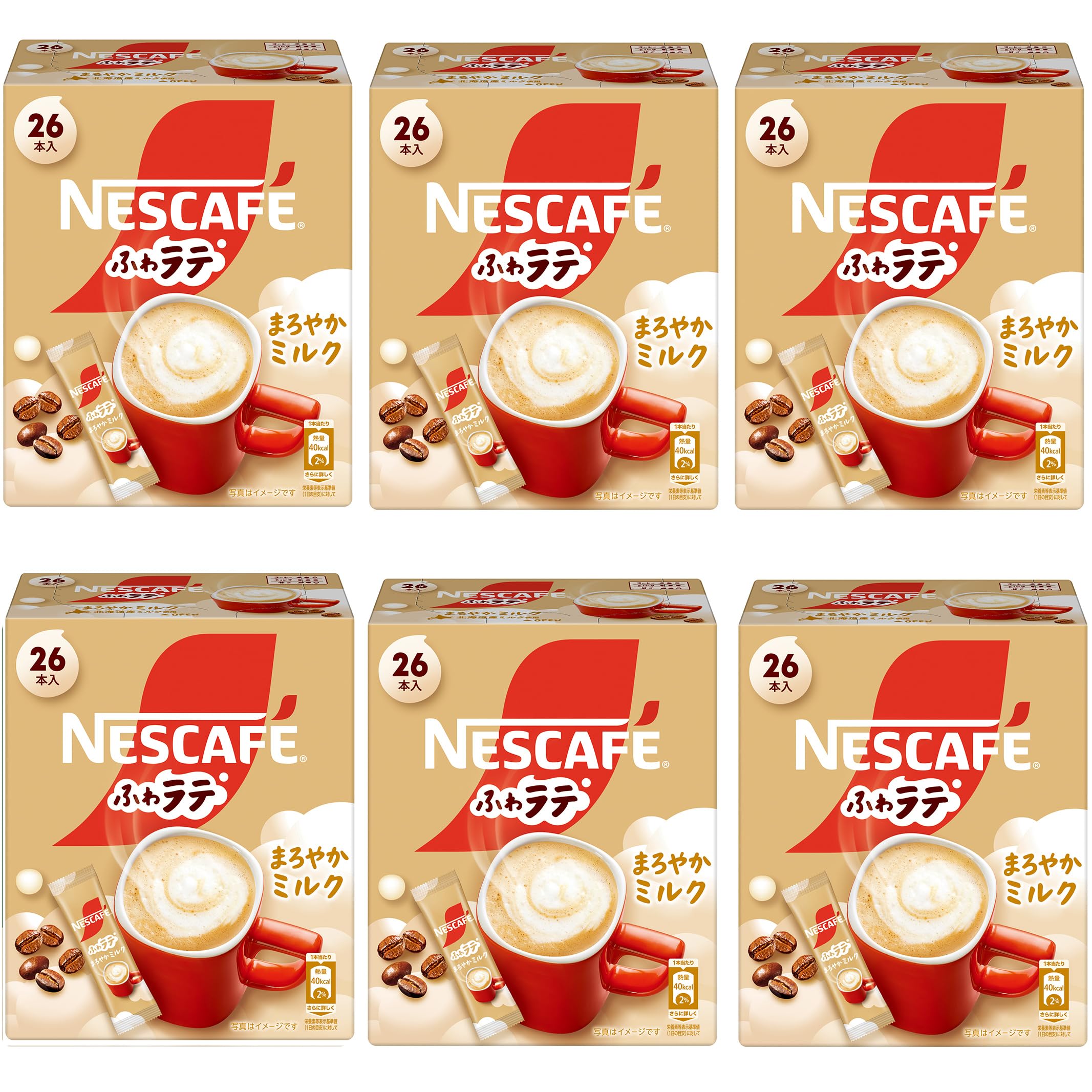 ふわラテ まろやかミルク 26P×6箱,スティックコーヒー, カフェラテ,個包装