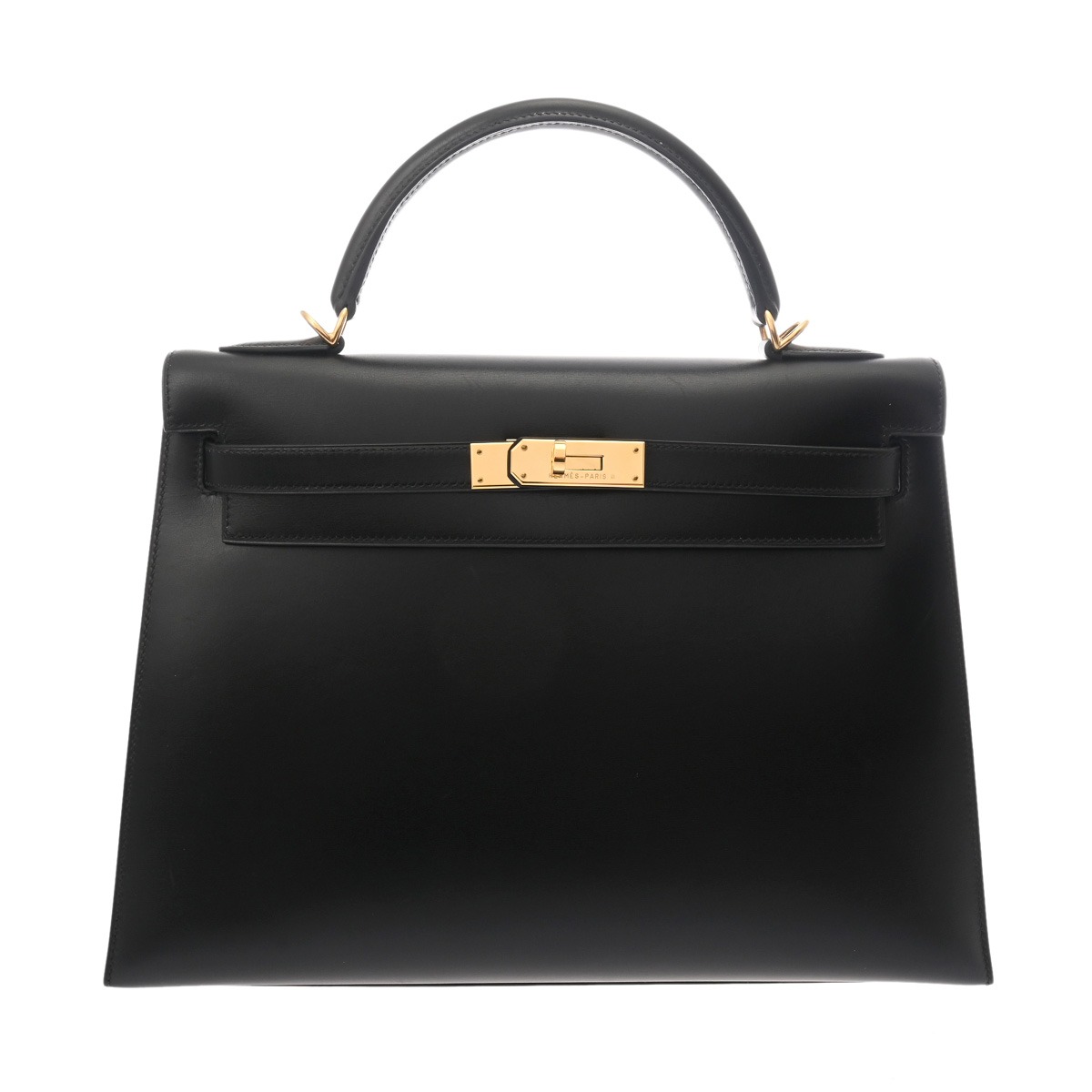 ケリー 32 外縫い 2WAY ブラック E刻印(2001年頃) レディース ボックスカーフ ハンドバッグ Aランク 中古 銀蔵