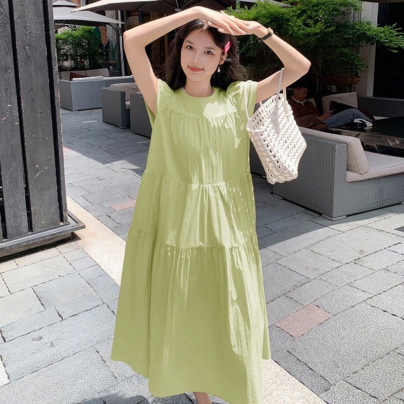 実際のフランスのキャンディカラーのバブルスリーブドレス2024新しいケーキ緩い薄いカレッジスタイルの人形のドレス