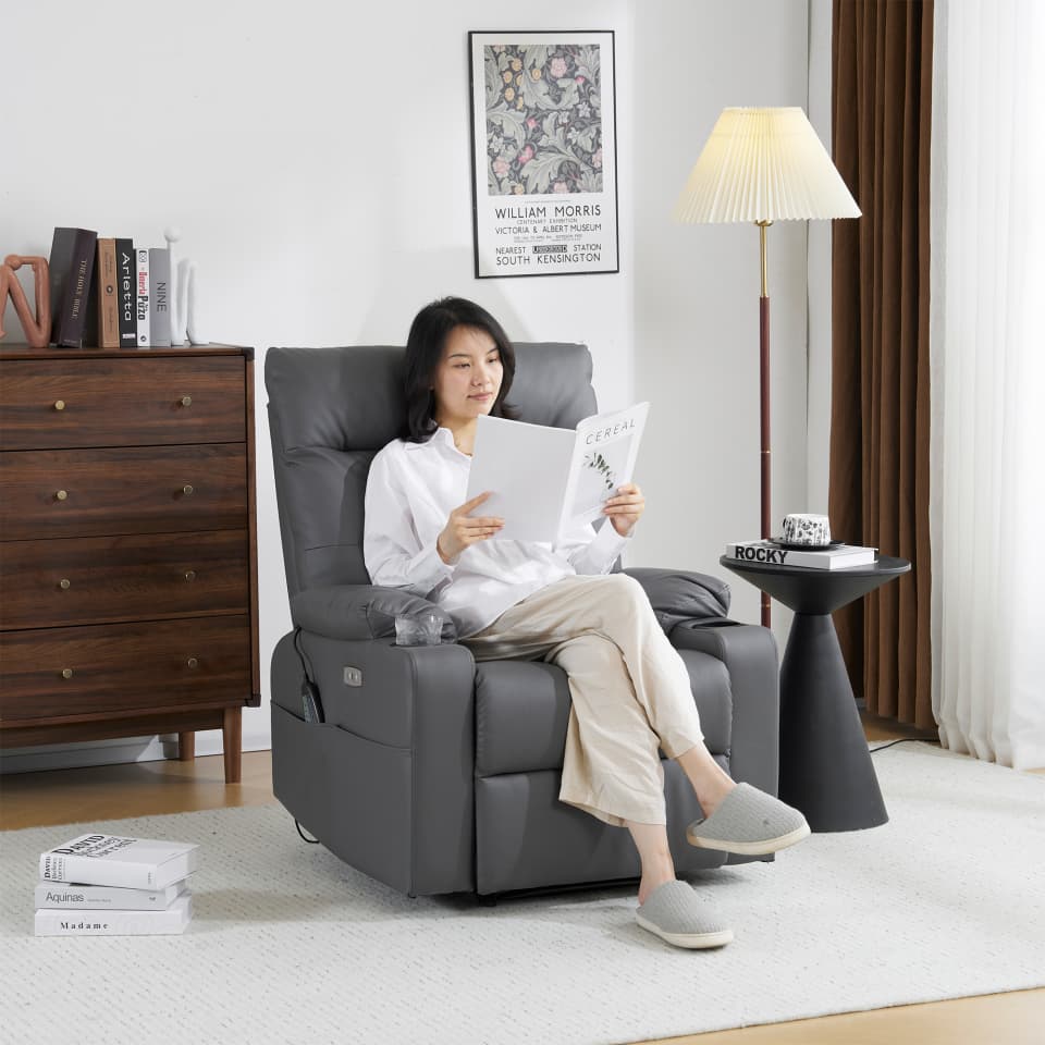 【国内即発】電動ソファ　リクライニングチェア テーブル付き リクライニングソファ 1人掛け リクライニング ファブリック オットマン一体型 パーソナルチェアー リクライニングチェア 一人暮らし