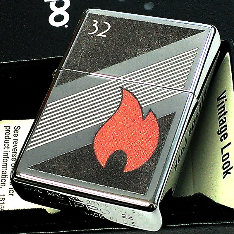 ZIPPO 1937フラットトップ 32フレーム ジッポ ライター 炎柄 かっこいい シルバー ハイポリッシュクローム 32Flame おしゃれ 銀鏡面 クラシック メンズ ギフト プレゼント