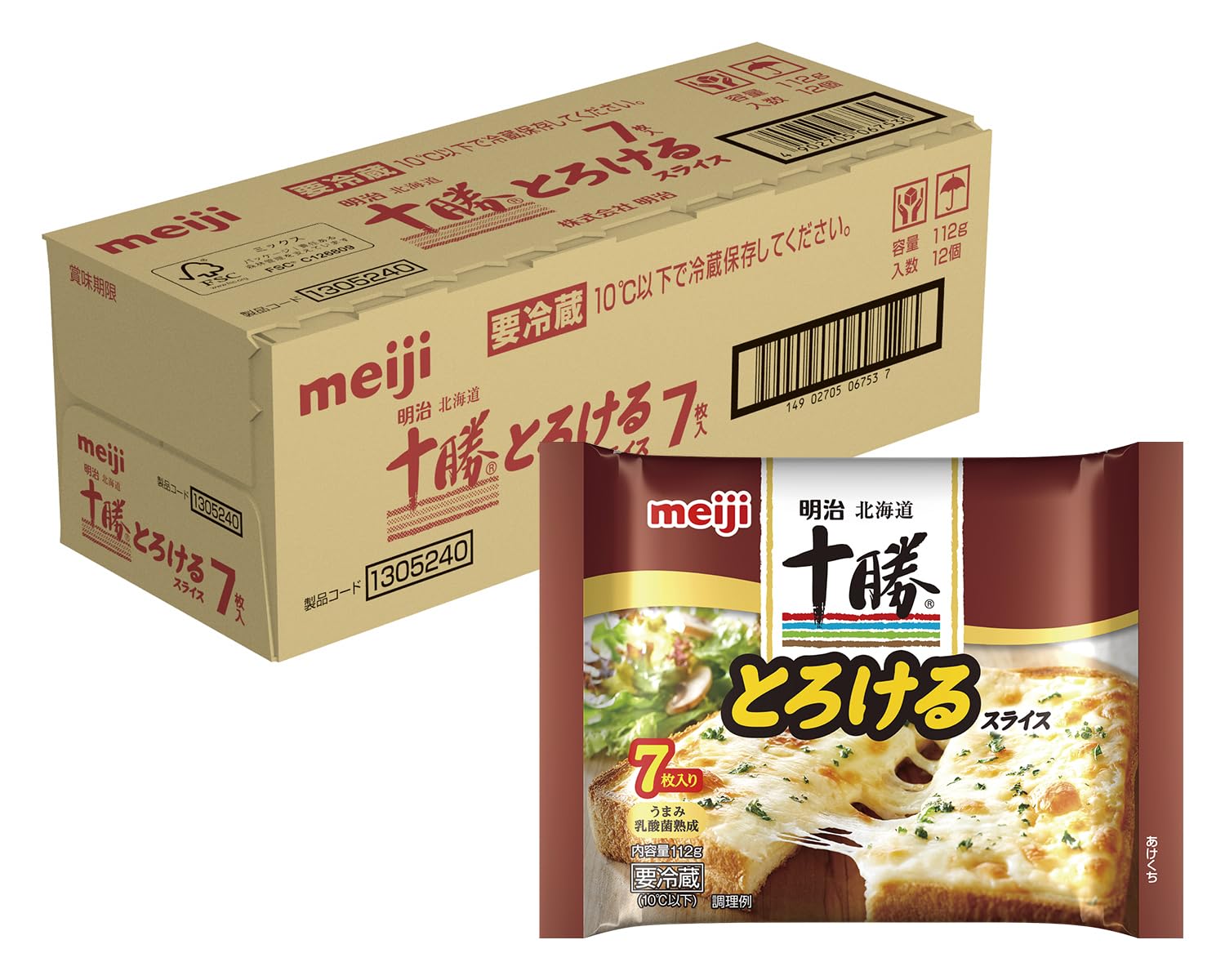明治(乳製品) 北海道十勝とろけるスライスチーズ 7枚入り×12袋 【クール便】