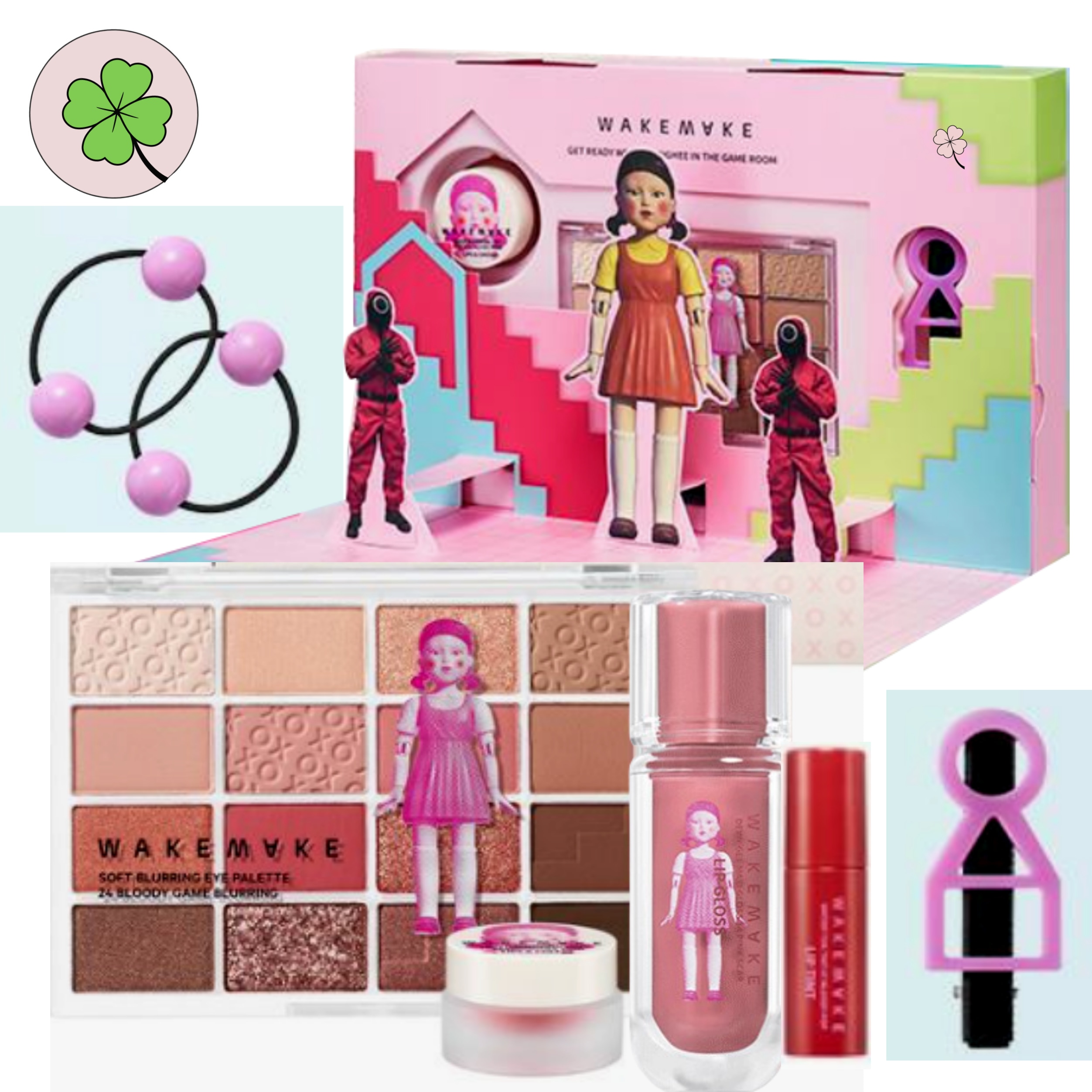 【イカゲームエディション】 アイパレット+グロス+ポット+ミニ水分トクチント+ヘア紐+ヘアピン セット