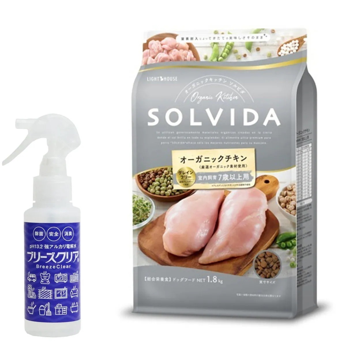 ドッグフード グレインフリー チキン 室内飼育7歳以上用 1.8kg【ph13.2強アルカリ電解水100ml付き】