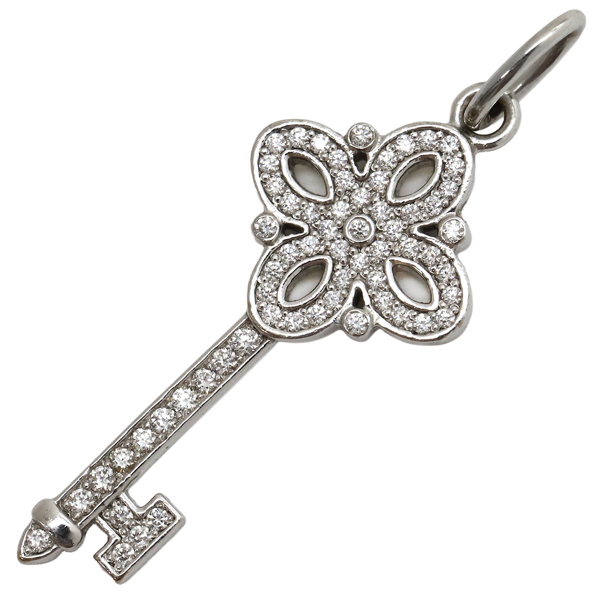 ティファニー Tiffany & Co ペンダントトップ ビクトリアキー K18WG ダイヤモンド ホワイトゴールド 鍵モチーフ チャーム 【中古】