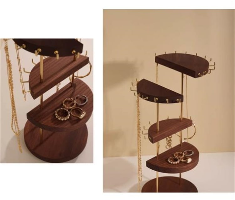INSスタイル ブレスレット 指輪収納棚 大容量 胡桃 回転可能 ネックレス収納棚 家庭用 デザインセンス アクセサリー展示棚 多機能回転棚 大人気