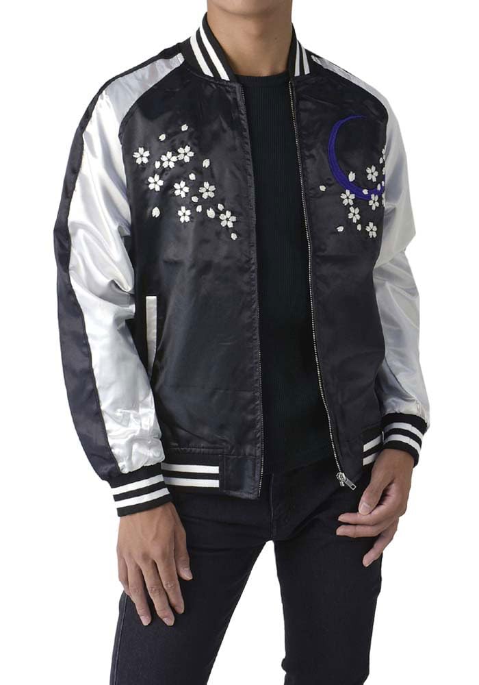 [FLAG ON CREW] (フラグオンクルー) スカジャン メンズ アウター ブルゾン サテン 須賀 ジャンパー ジャケット ゆったりサイズ 鷲 鯉 龍 波 鳳凰 銀龍 風神 雷神 / A5T /