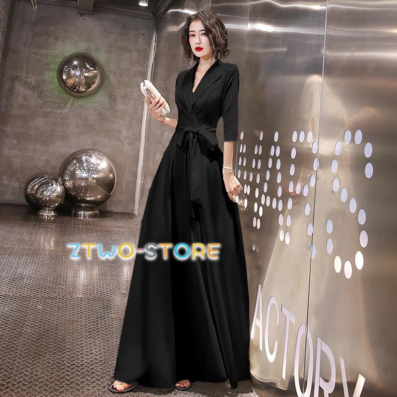 カシュクールドレス パーティードレス 結婚式 お呼ばれドレス 20代 30代 40代 50代 黒 ロングドレス 袖あり Aライン 大きいサイズ 3L 上品 お呼ばれ 5,710円