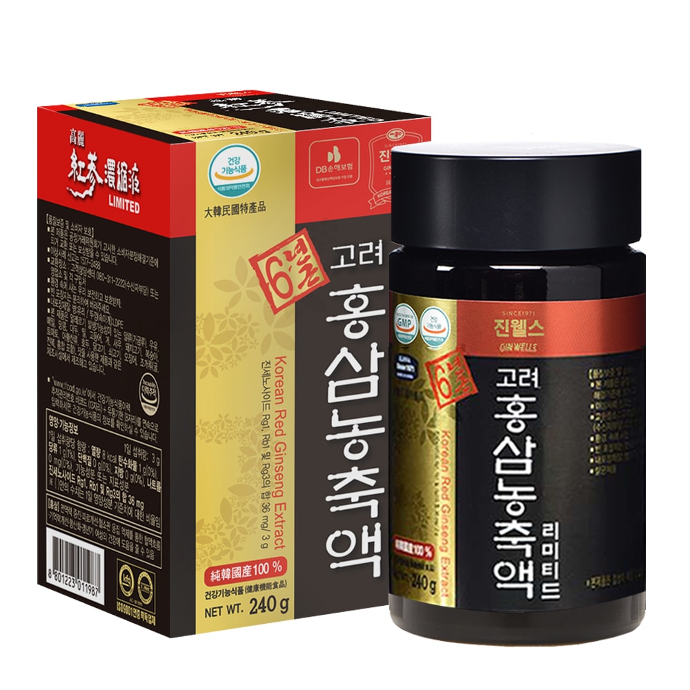 紅参濃縮液 6年根 紅参精 エキスリミテッド 240g 高麗人参 品質保証書