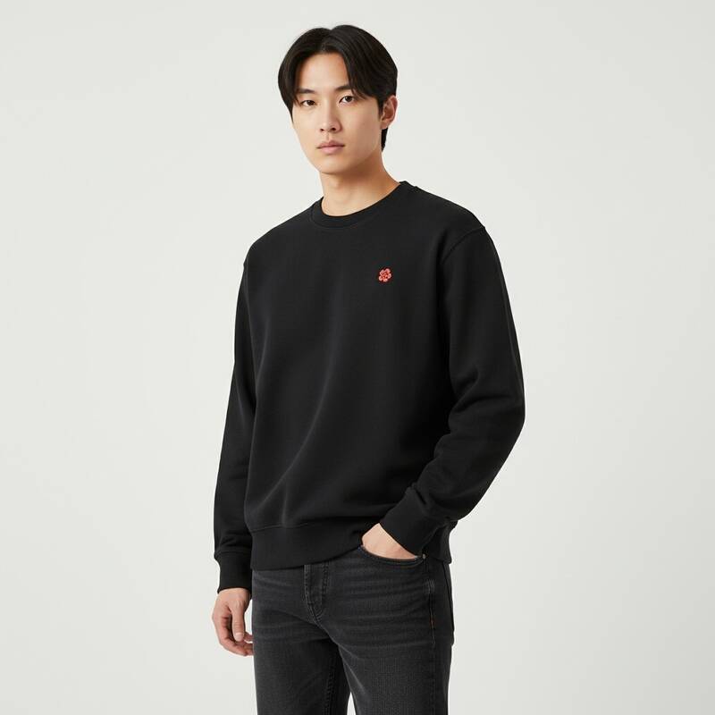 ケンゾー ボーク フラワー クルーネックTシャツ ブラック メンズ FE6 5SW223 4MF 99J
