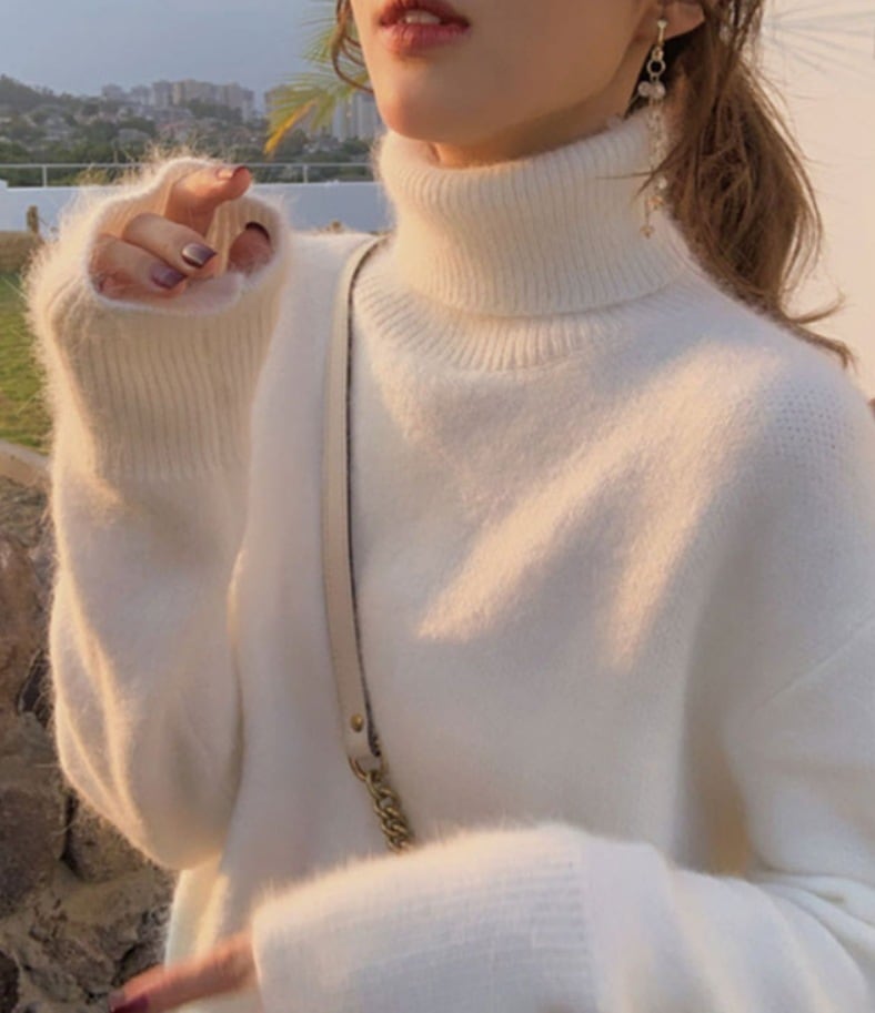 デート モテアイテム ニットソー ざっくりニット 長袖 ハイネック モコモコ ふわふわ ニット ウール 可愛い きれいめ 上品 おしゃれ かっこいい 可愛い ラブリー キュート ガーリー