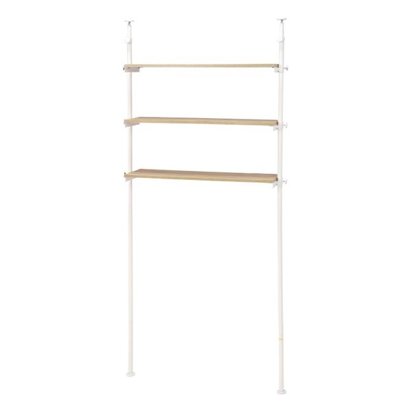 突っ張り洗濯機ラック ナチュラル/ホワイト・幅90×奥行24×高さ187264cm KTR-3154WH