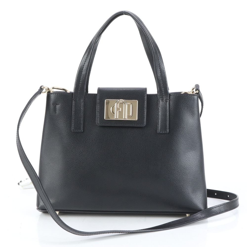 極美品 クロスボディ ゴールド 金具 WB00560 レザー 2WAY ショルダーバッグ 斜め掛け ハンド トート ブラック 黒 レディース EEE CQ8-3 中古