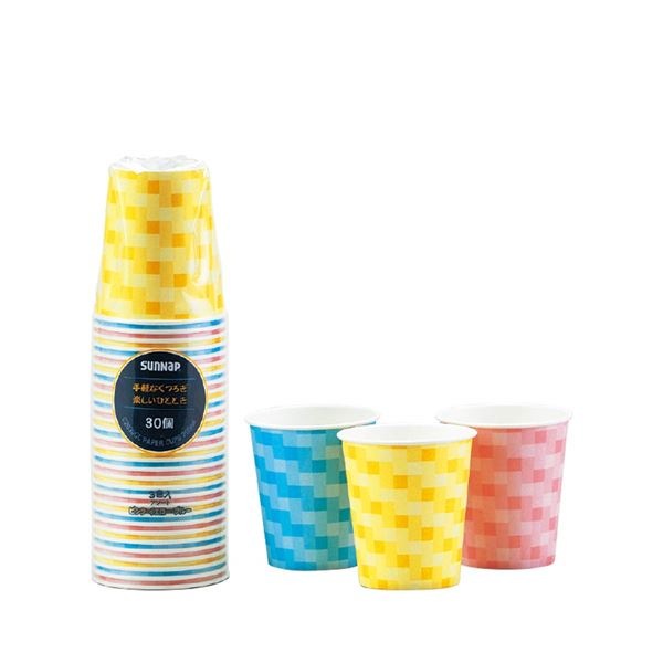 （まとめ） 紙コップ 205ml 30個入 スイートカラーカップ 7オンス 7oz アウトドア イベント パーティー 80個セット