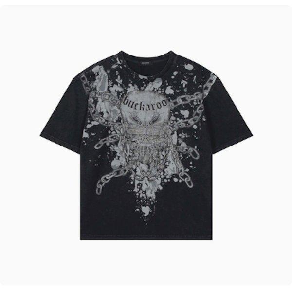オーバーフィット ヴィンテージ スカル半袖Tシャツ(B252TS369P)