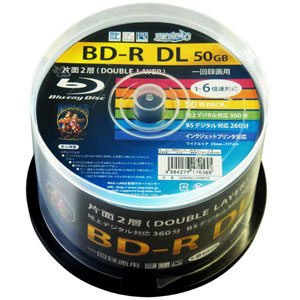 HIDISC HDBD-RDL6X50SP 6倍速対応BD-R DL 50枚パック　50GB ホワイトプリンタブル HDBDRDL6X50SP
