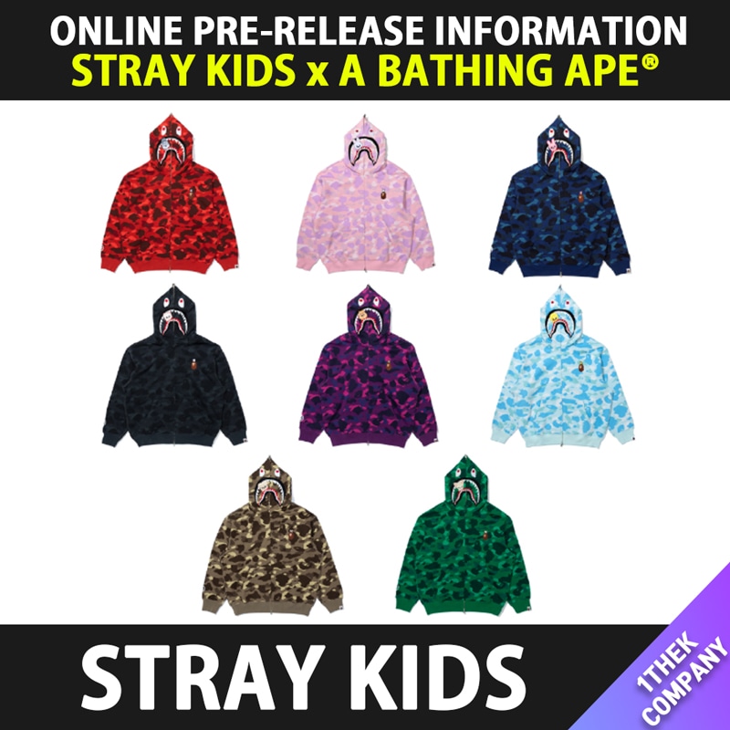 【選択】（SHARK FULL ZIP HOODIE）STRAY KIDS x A BATHING APE ONLINE MD