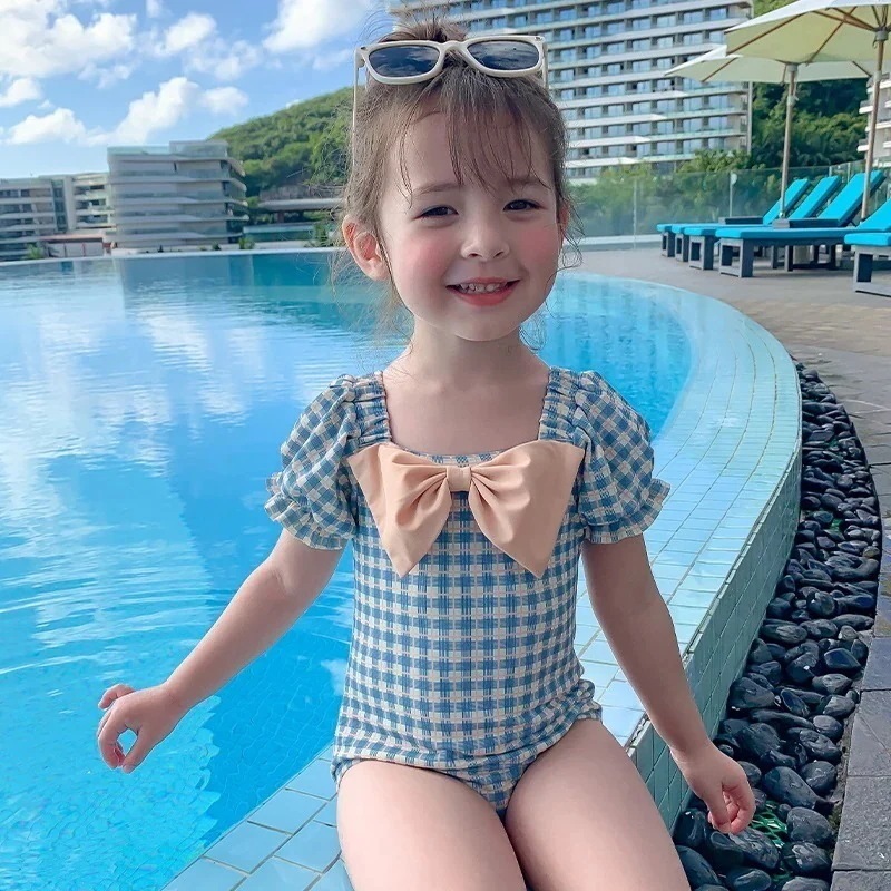 水着キッズ 女の子水着の赤ちゃんがかわいいチェックの水着女の子速乾温泉ビーチ子供水着 レディースワンピース 韓国ファッション