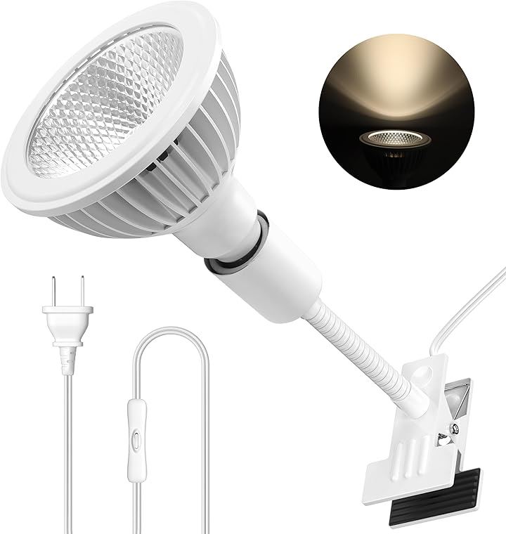 クリップオン植物成長ライト 24Wフルスペクトル育成電球 Ra98高演色評価数 ビーム角38(ホワイト, 昼光色4000K) 5,745円