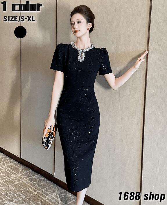 お見逃しなく2025 夏 ワンピース タイト タイトワンピース 姫系ワンピース　シンプル　ワンピース インポート ひざ丈 ミドル丈 エレガント　韓国ファッション シンプル パーティドレス 袖あり　お嬢