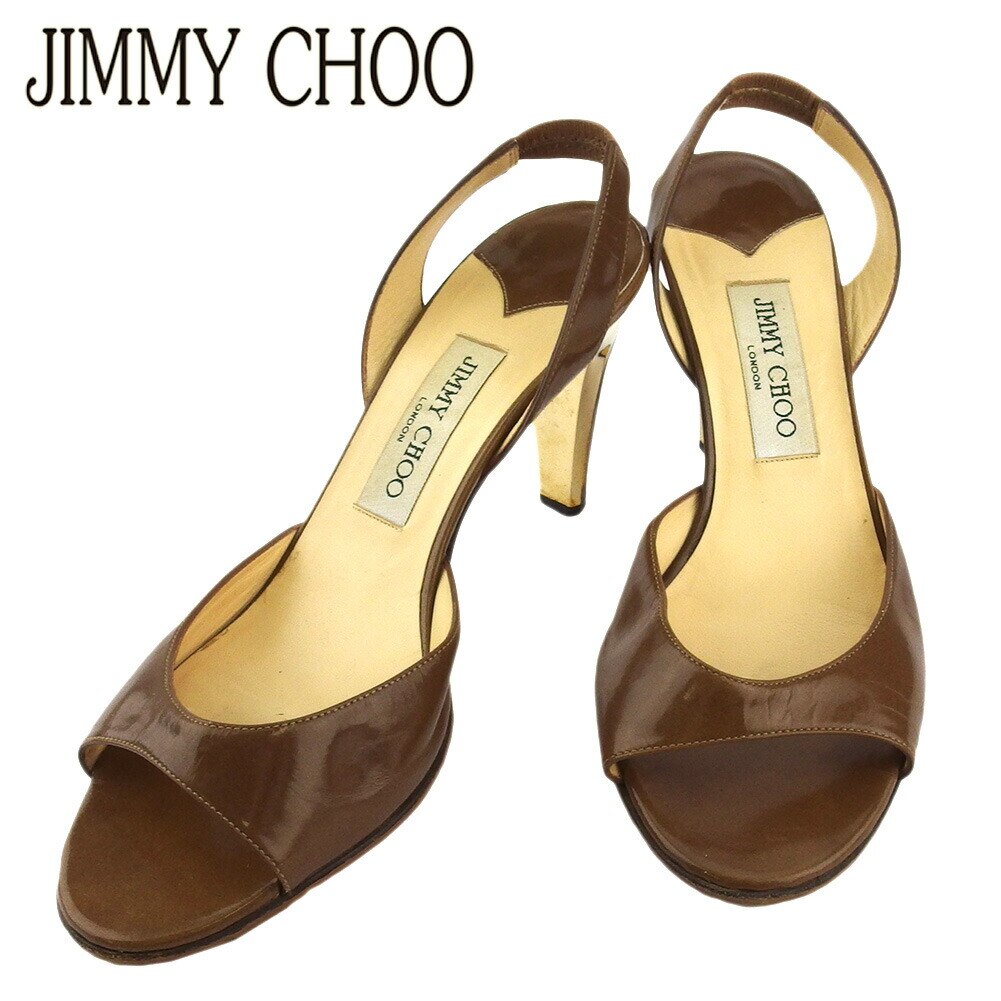 サンダル シューズ 靴 バックストラップ レディース 39 ハイヒール ブラウン ゴールド 中古