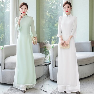 Qoo10] ベトナム 伝統 民族 衣装 アオザイ 豪 : レディース服