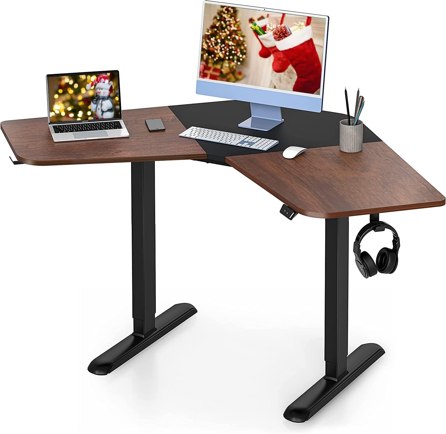 電動昇降式 スタンディングデスク V型 ED-F1202WE 高さ調節 オフィス用