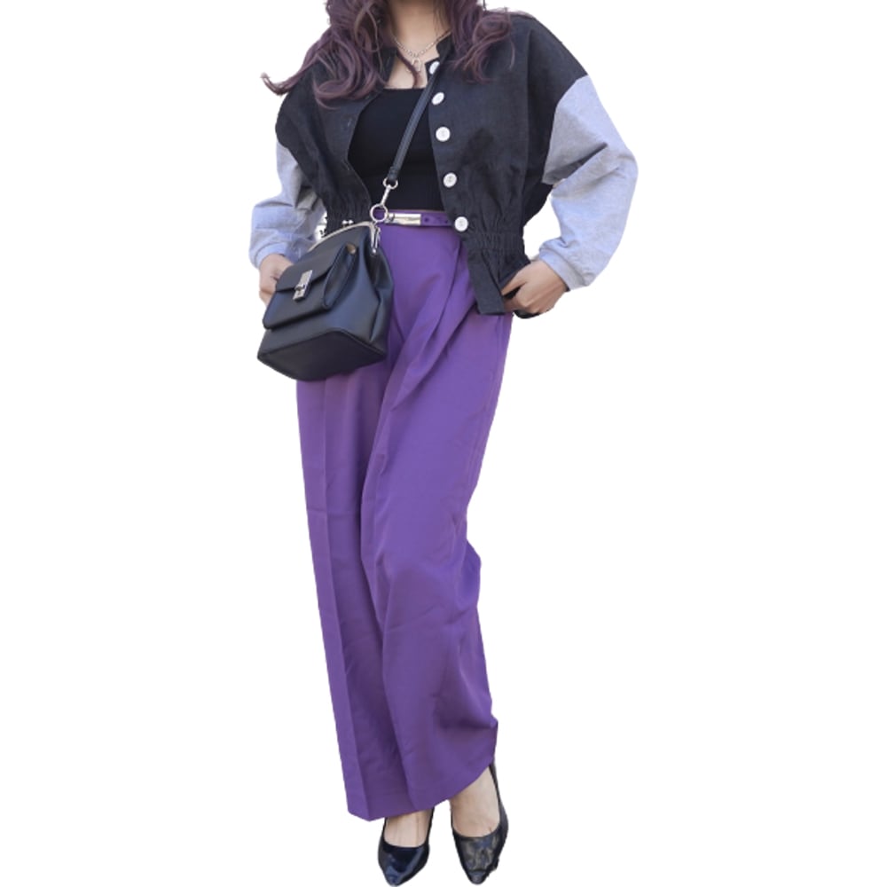 Switching Frill-Hem Jacket Tops (black-grey) A,D,G レディース