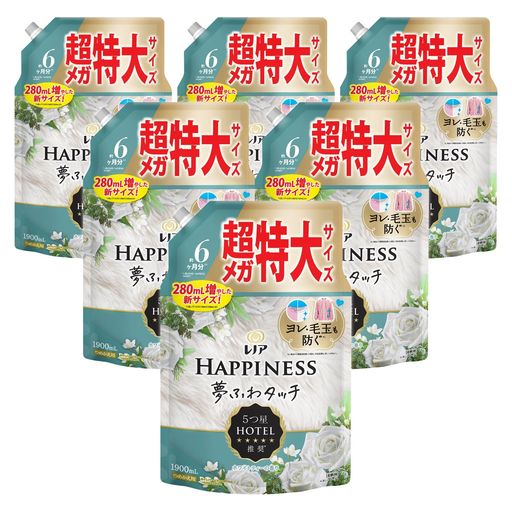 レノア ハピネス 夢ふわタッチ 柔軟剤 ホワイトティー 詰め替え 1,900ML×6袋 [大容量] [ケース品] 8,619円