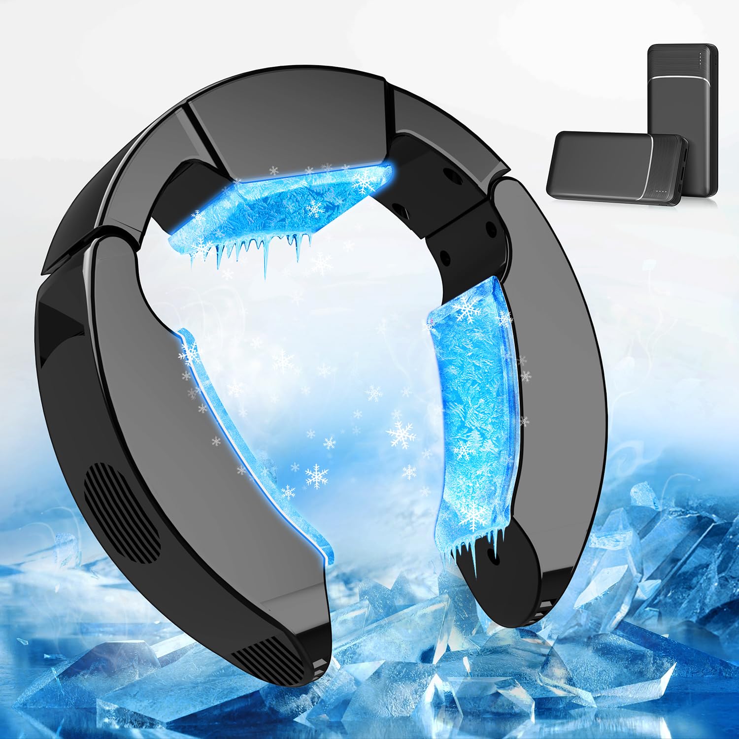 ネッククーラー 冷却ブレート 【2025最強冷却モデル&ペルチェ素子冷却技術&10000mAh大容量バッテリー付き】首掛けクーラー ３つ冷却ブレート 強弱モード -17℃瞬間冷却 首掛け扇風機 Typ