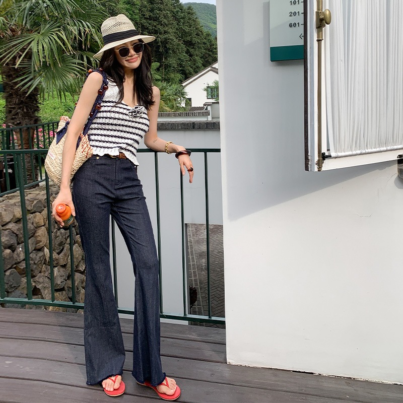 2025年夏の女性のための長いxier薄いジーンズ新しいハイホイストズボンデザインスリミングパンツ