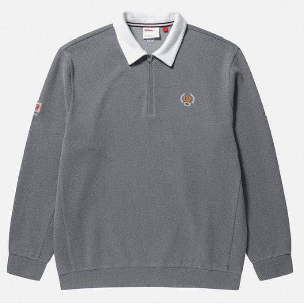 長袖Tシャツ LQC W243001GHT91-MGR カラースタイルのハーフジップスウェットシャツ