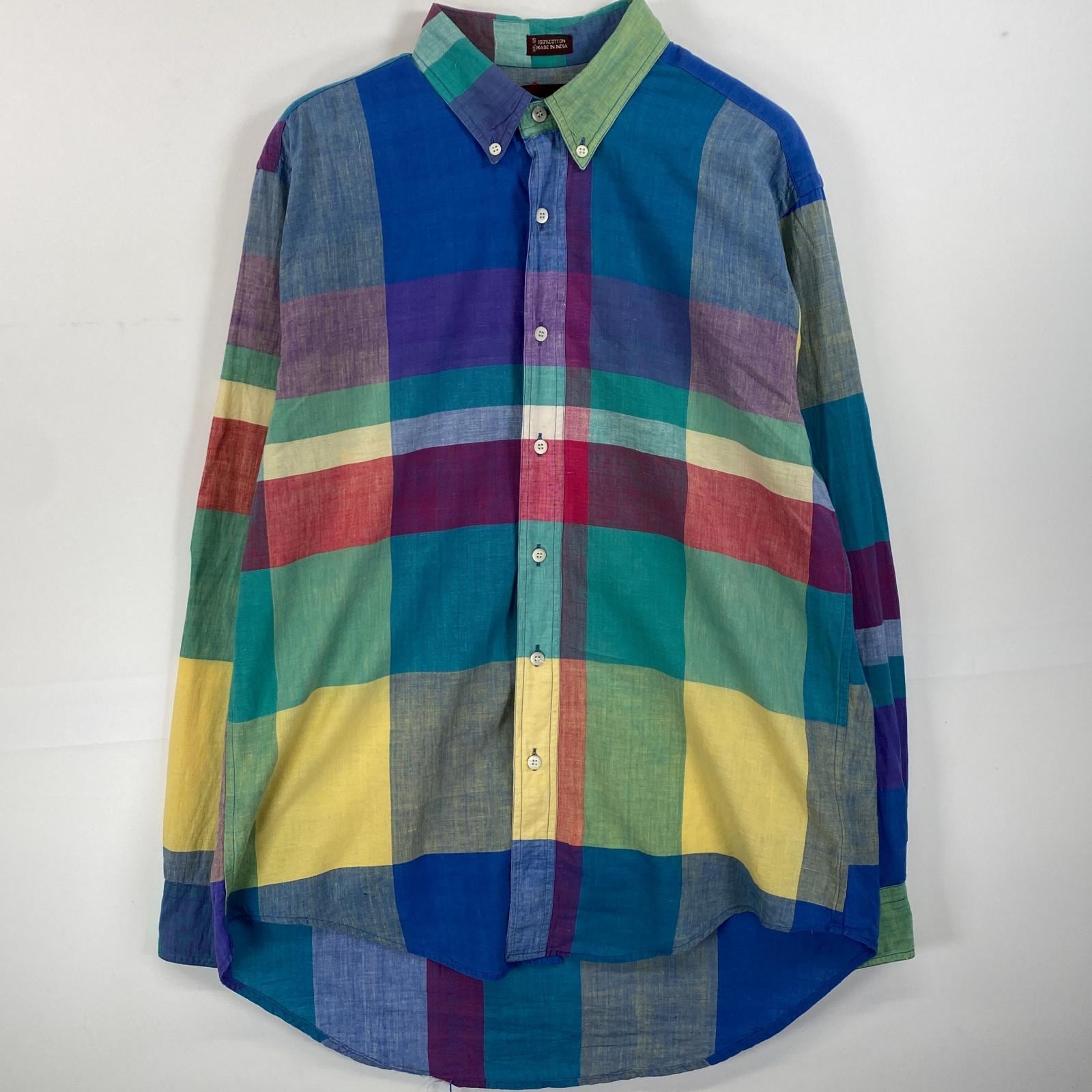 古着 80s/80年代 ヴィンテージ チャップスラルフローレン CHAPS RALPHLAUREN 長袖シャツ チェック柄 ボタンダウン L マルチカラー メンズ