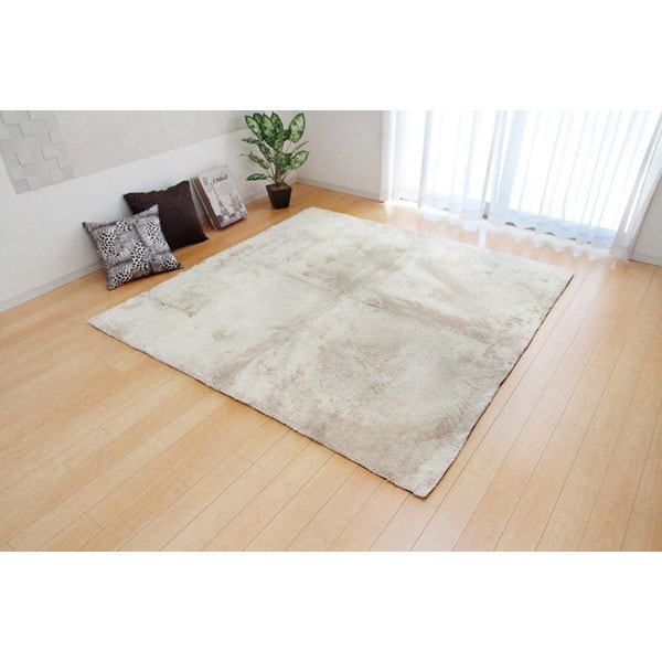 1280200141503 ラグ カーペット 1.5畳 無地 シャギー調 選べる7色 『ラルジュ』 アイボリー 約130×185cm(ホットカーペット対応) メーカー直送