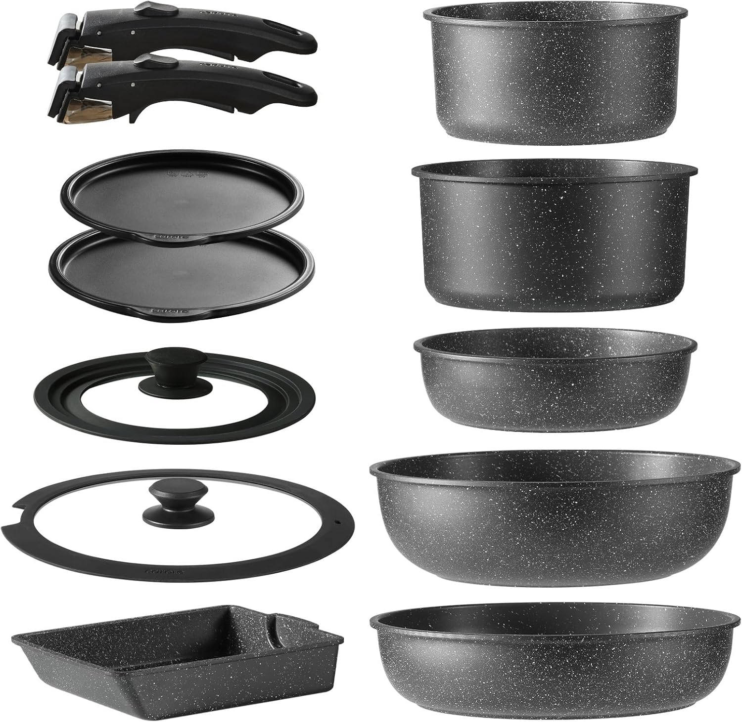 CAROTE カローテ フライパン セット 12点 IH·ガス火対応 PFOAなどの有害物質不使用 プロ仕様 5層構造 軽量 取っ手のとれる マーブルコート スルスルすべる くっつきにくい 鍋セット