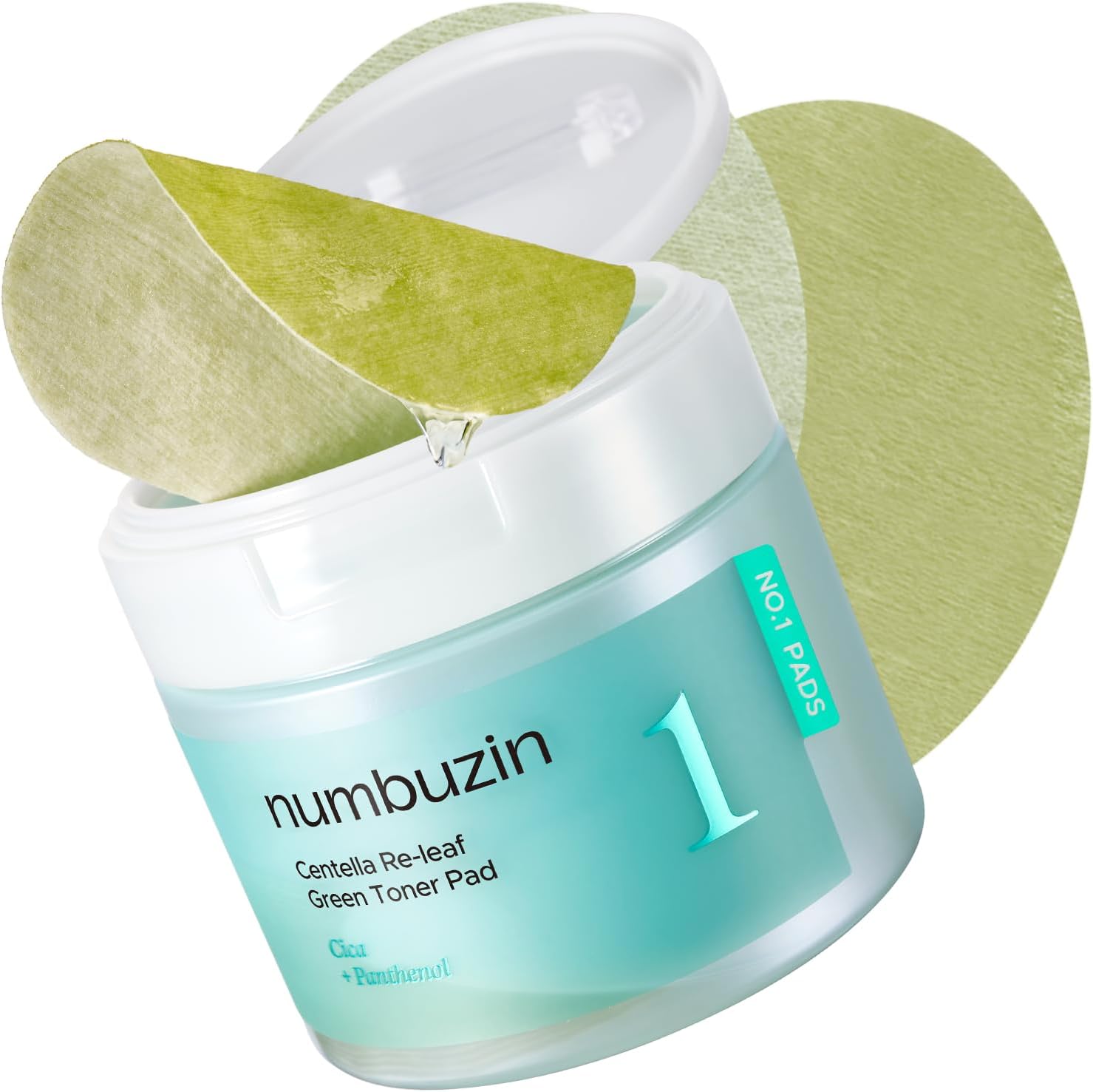 numbuzin No.1トナーパッド Centella Re-Leaf Greenトナーパッド 両面 Centella Asiatica, Heartleaf, Licorice Roo