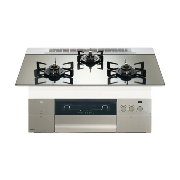 ビルトインガスコンロ プロパンガス用 3口 幅75cm N3S23PWASKSTEC-LP プラチナシルバーガラストップ プログレ
