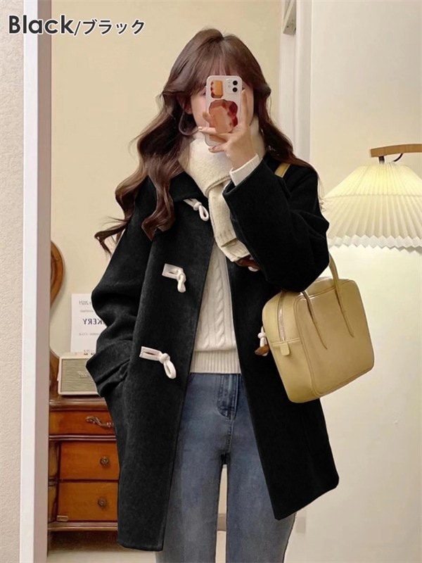 アウタートレンチコート女の子 シンプル ステンカラーコート 定番 防風 防寒 ショート丈 コート 厚手 ダッフルコート アウター 女子 灰 秋冬 軽 トップス 女性 ゆったり 無地 ダッフル おしゃれ