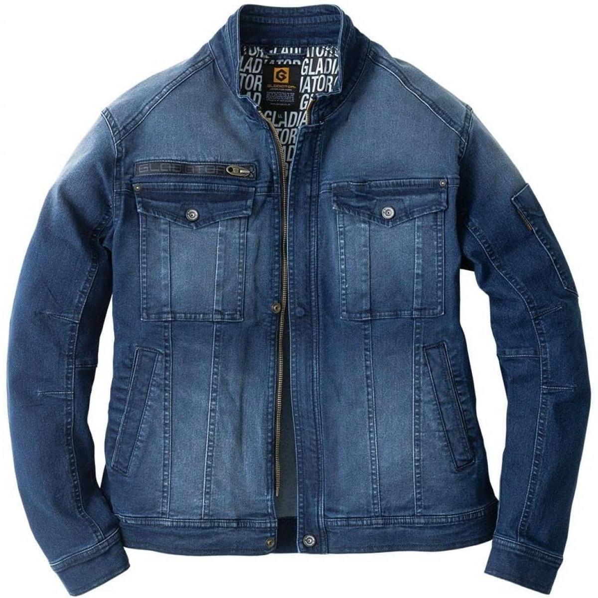 コーコス信岡 GLADIATOR デニム ストレッチ ジャケット インディゴ SS GR-3510 ワークウェア 作業着 アジャスター サステナブル 乾きやすい 胸ポケット