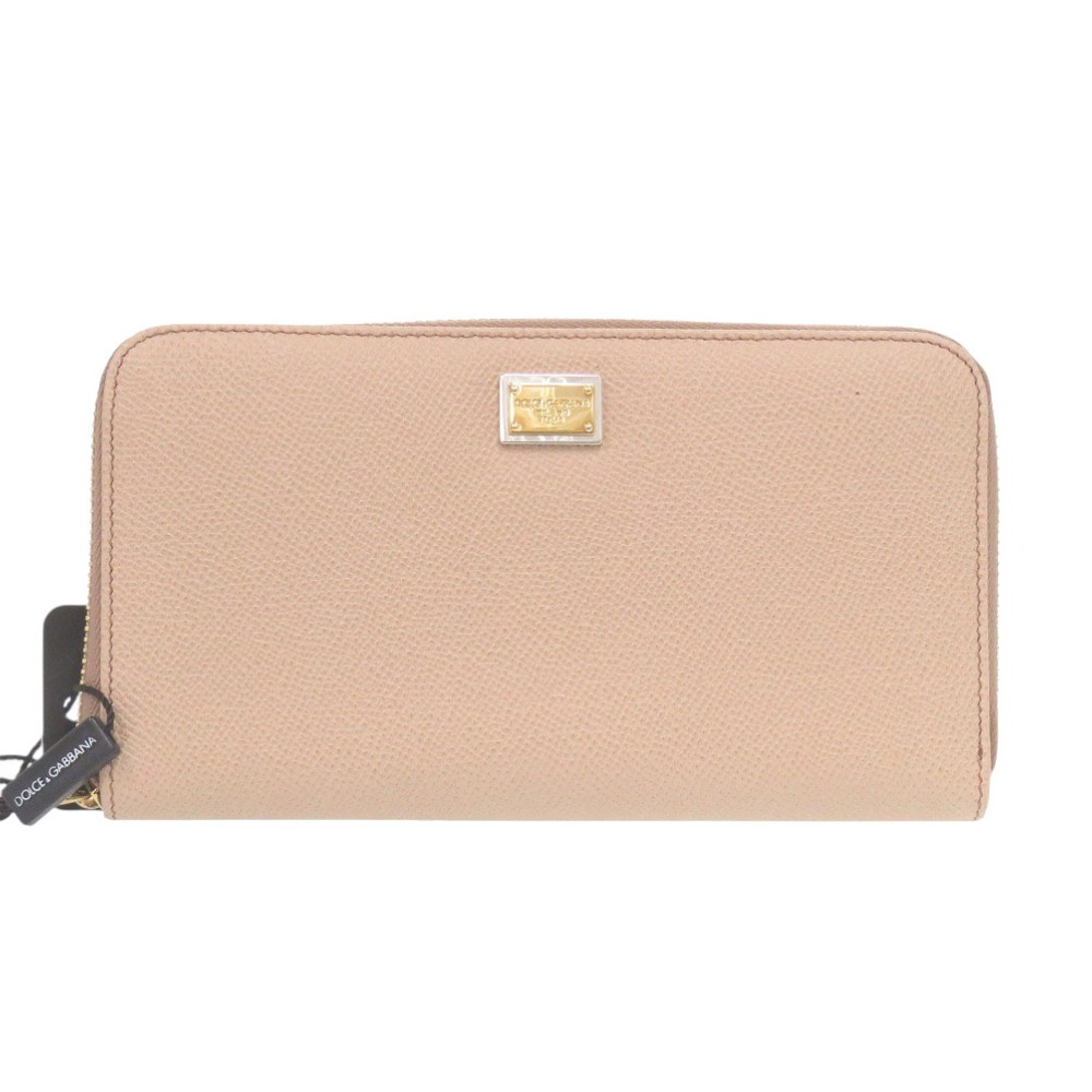 未使用品 ドルチェアンドガッバーナ ラウンドファスナー 長財布 レザー/レザー ベージュ 1558【中古】DOLCE&GABBANA レディース