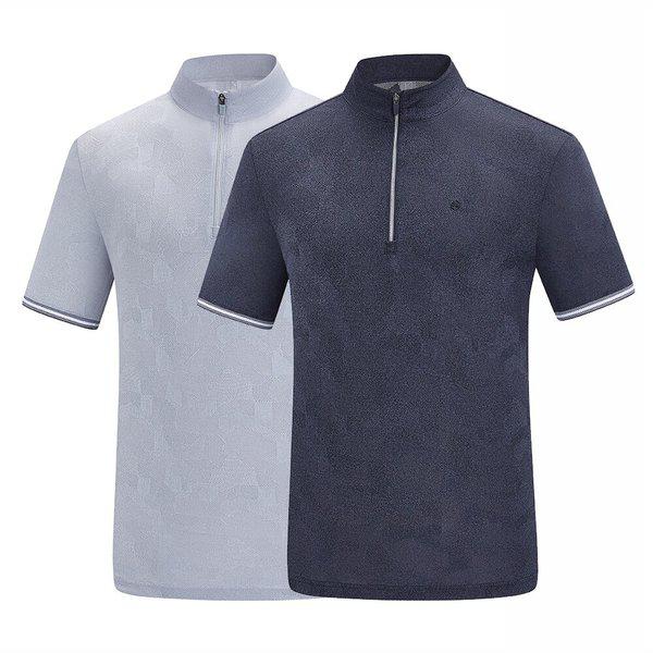 メンズ夏ジャカードジップアップ半袖Tシャツ アントワース(男) KUT4915M