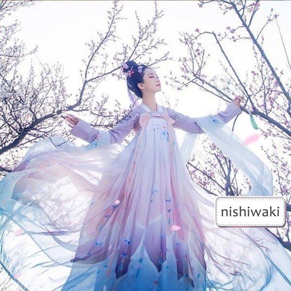 チャイナ服 漢服 中華服 女性 チャイナドレス 撮影 ステージ ロングドレス ワンピース 中国古代衣装 漢服仙女 唐装漢服 中国古風 コスプレ 2色入 おしゃれ