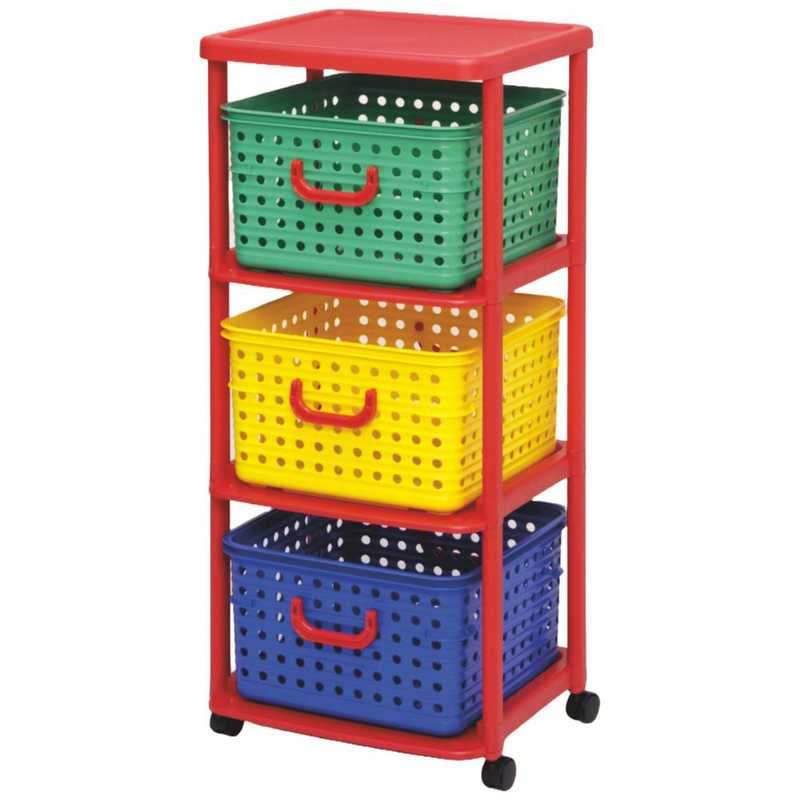 和泉化成　バスケットラック キッズ収納 キャスター付き 3段　イズミキッズキューブバスケッ 4,665円