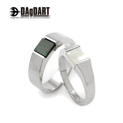 ダグダート DAgDART 刻印OK！ 黒蝶貝+白蝶貝リング 指輪 ペアリング シルバー DR-32