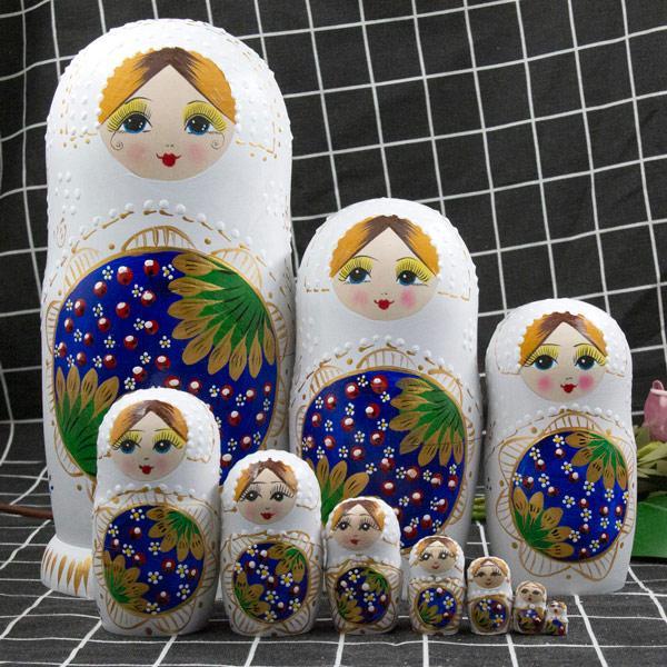 マトリョーシカ ロシア 人形 民芸品 土産物 手作り人形 手描き オブジェ 10個組 インテリア雑貨 洋風 ギフト プレゼント