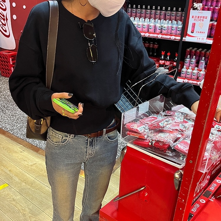 トップス トレーナー プルオーバー 袖付き 長袖 ラウンドネック ウエストマーク かわいい 大人可愛い きれいめ シンプル カジュアル 大人 上品 おしゃれ かっこいい 大人女子 こなれ感 キュート