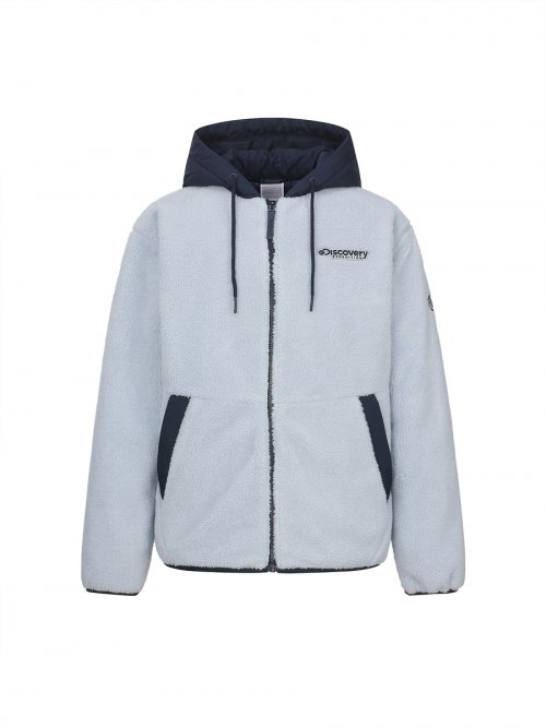 Air fleece hooded padded jacket (LGREY)