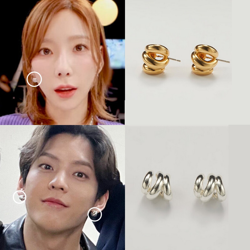 [テヨンハンソヒITZYリュジンBTOB イミニョクApinkボミクォンウンビ着用] ユリのイヤリング韓国の女性アイドルアクセサリー