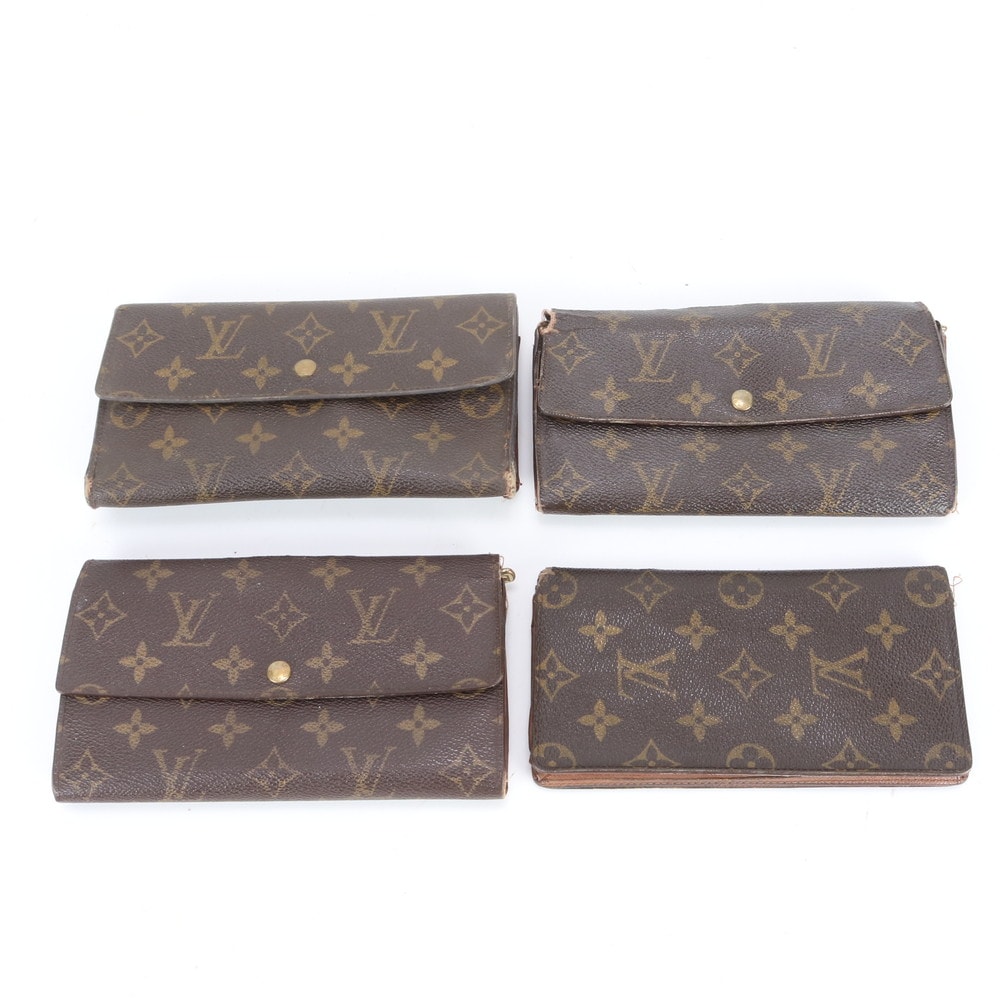 モノグラム まとめ 4点 セット レザー×コーティングキャンバス 長財布 長財布 二つ折り ウォレット ラウンドファスナー メンズ EEE DY43-9 中古
